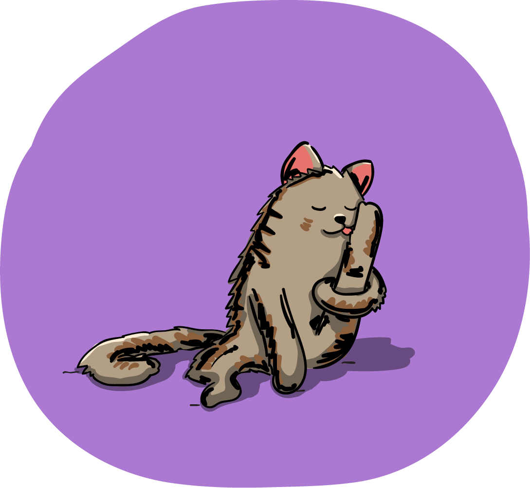 Contented Cat Cleaning Itself PNG