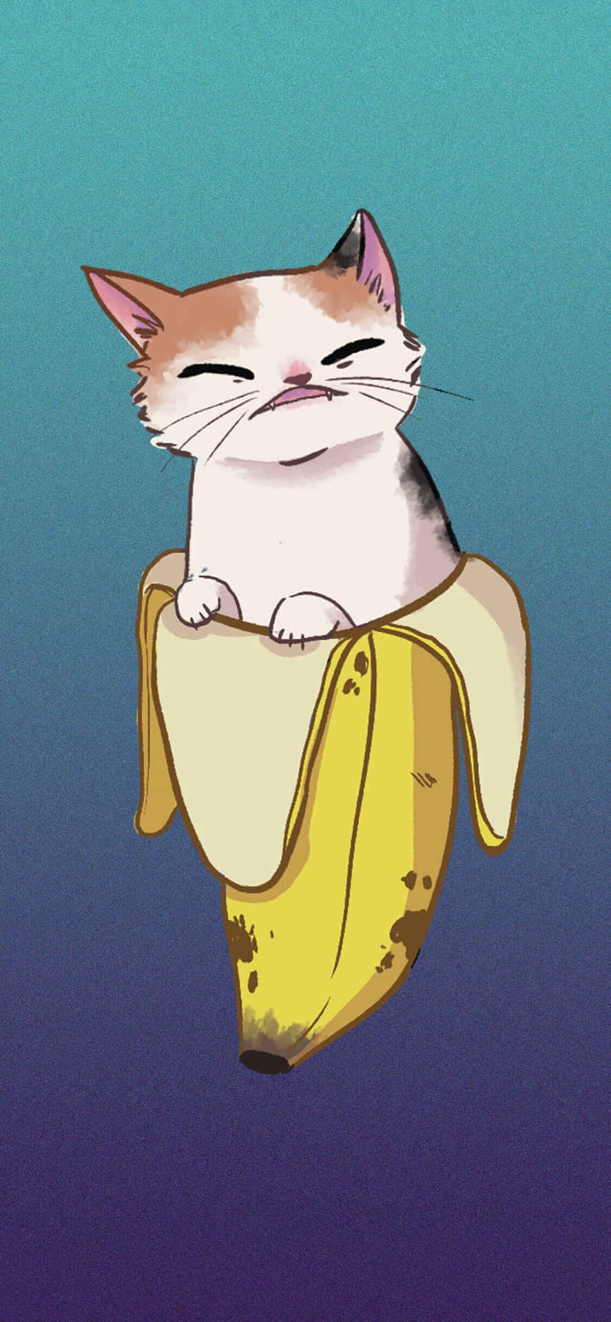 Contented Catin Banana Peel Wallpaper