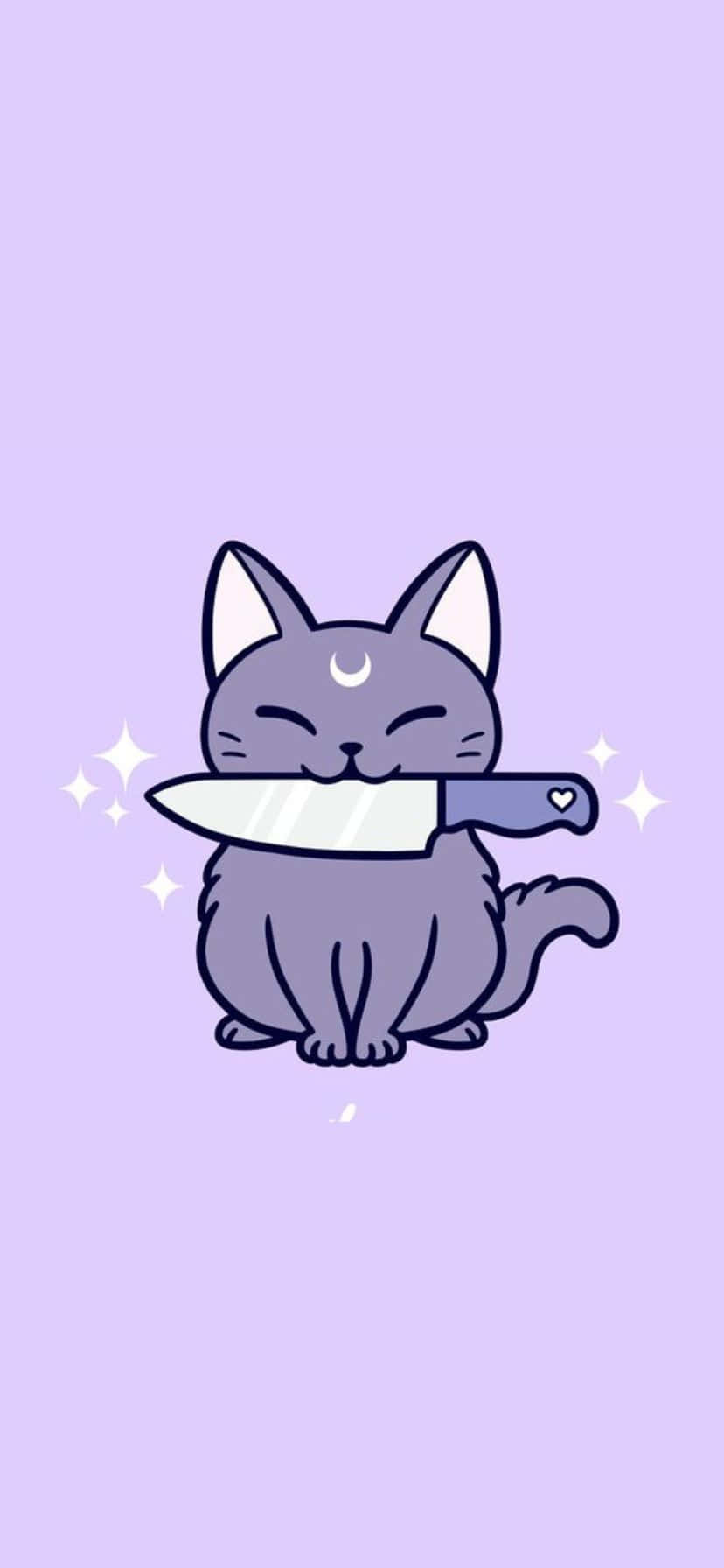 Contented Purple Cat Cartoon Wallpaper