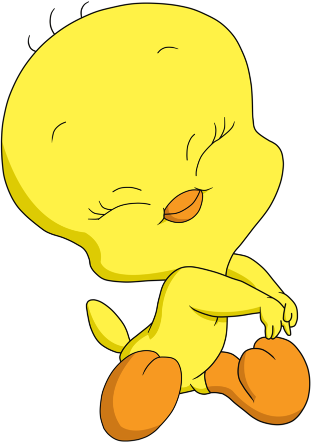 Contented Yellow Bird Cartoon Character PNG