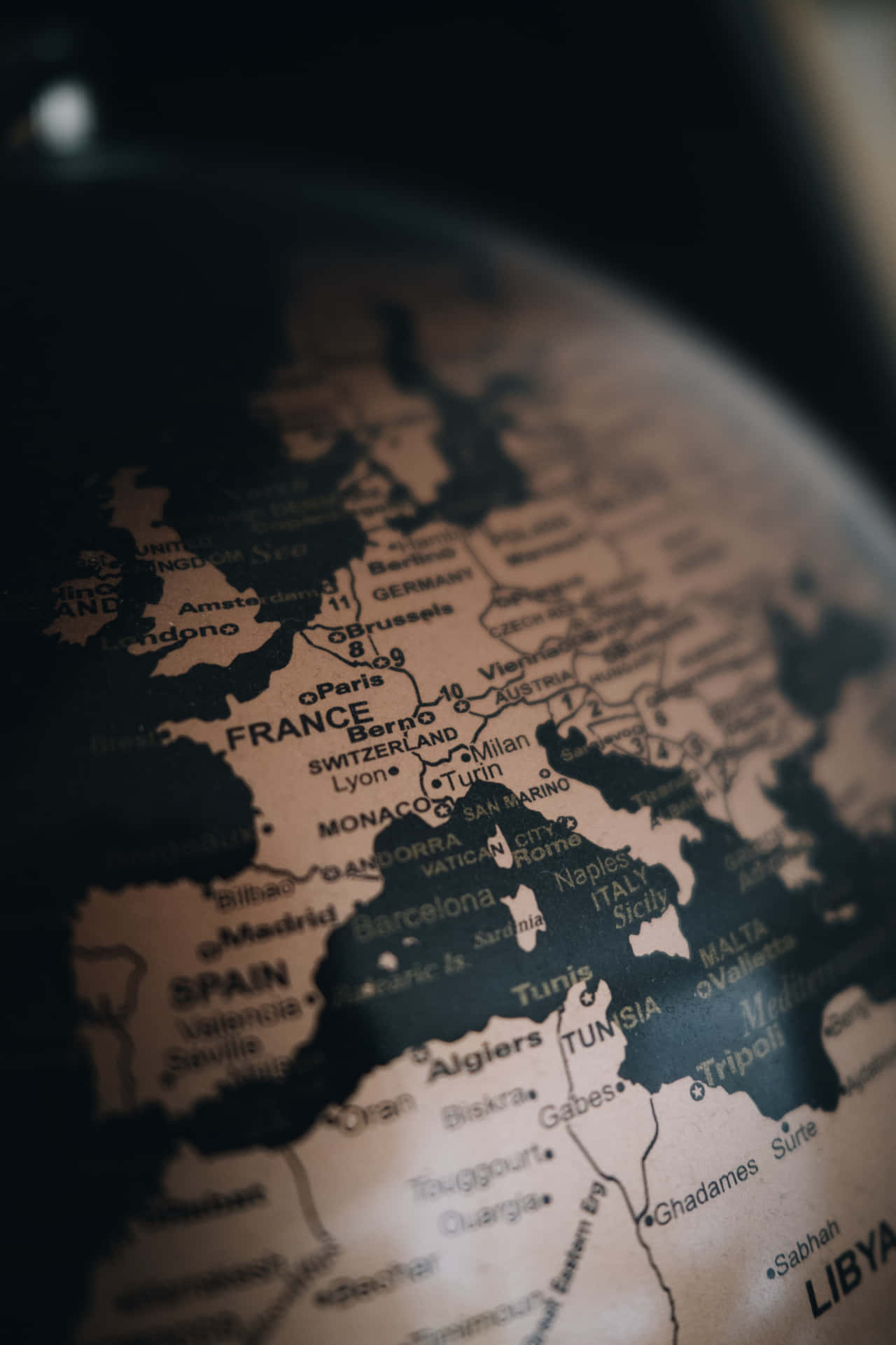 Continenteda Europa Em Um Mapa Globo. Papel de Parede