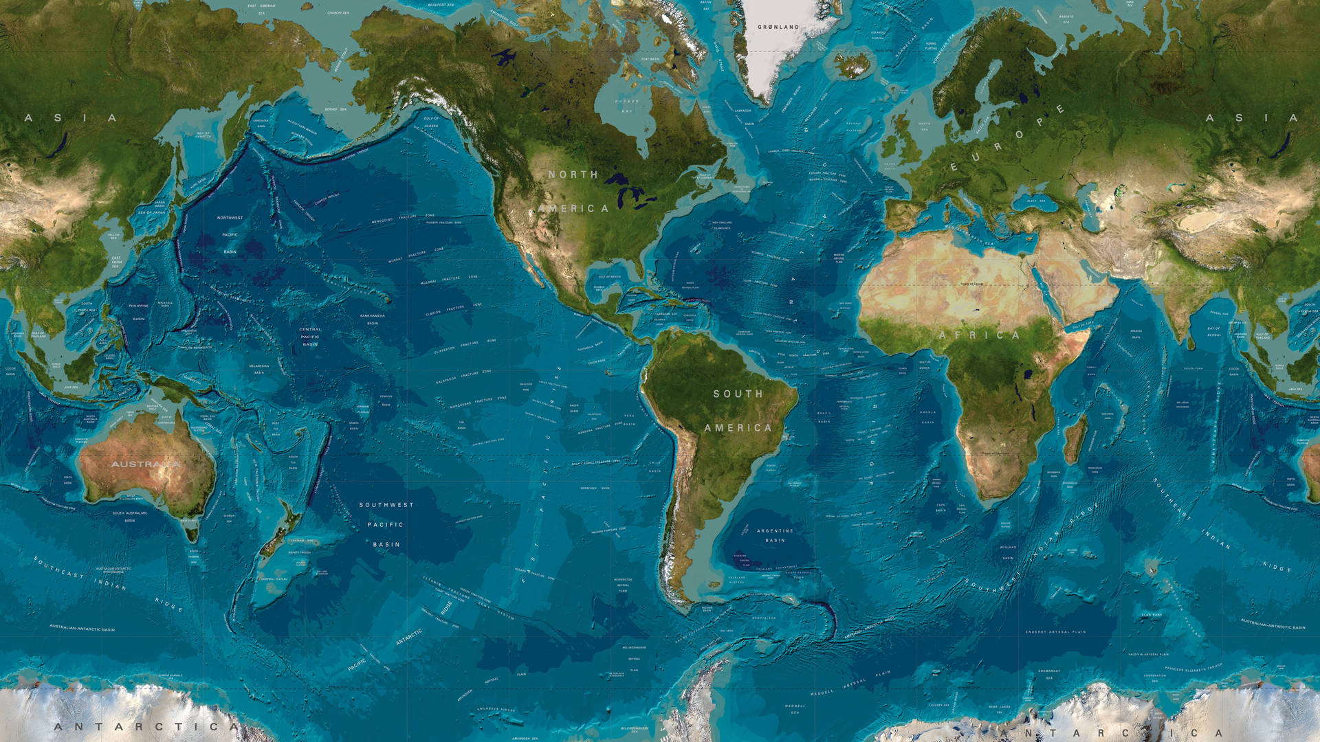 Mapadel Mundo Del Fondo Marino Contorneado En 4k. Fondo de pantalla