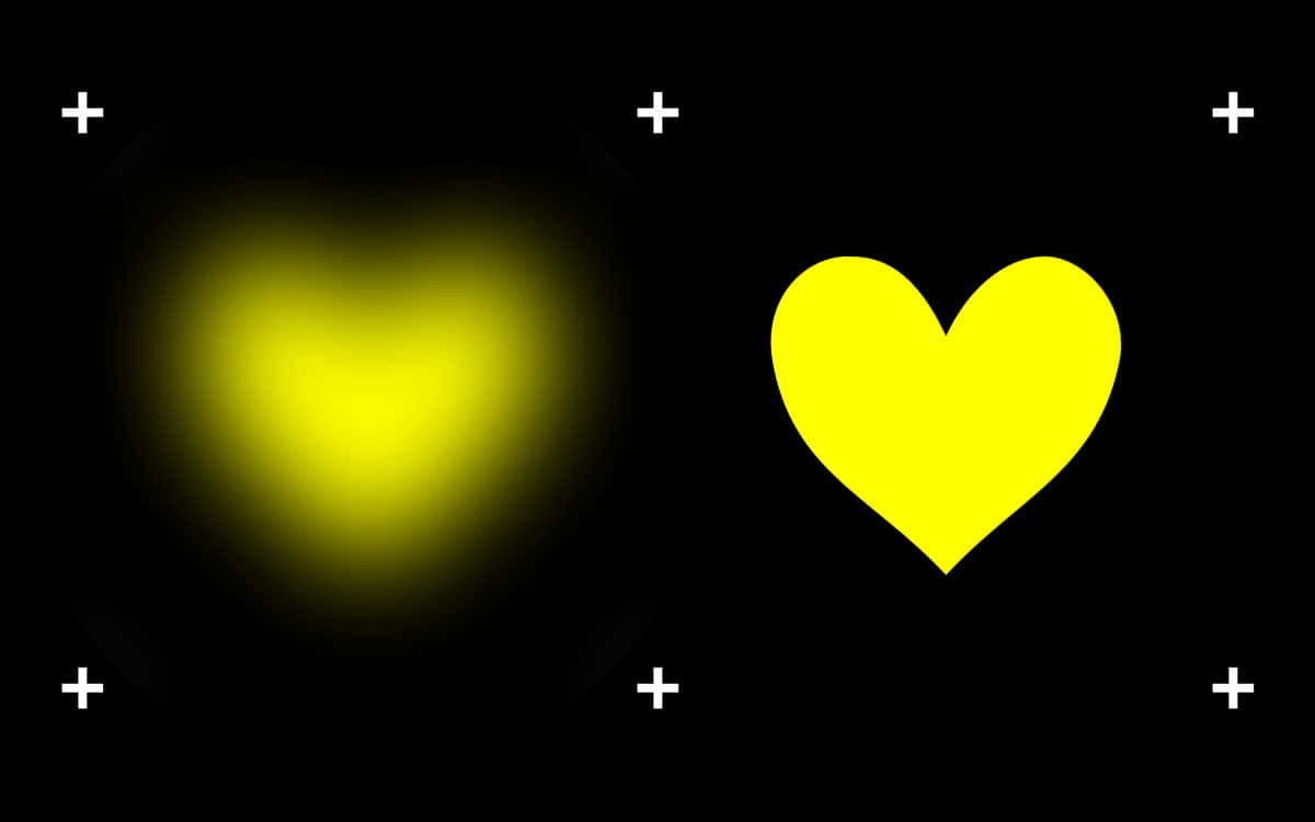 Contrast Hearts Yellow Black Background Wallpaper