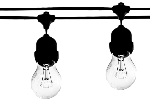 Contrasting Lightbulbs Black Background PNG