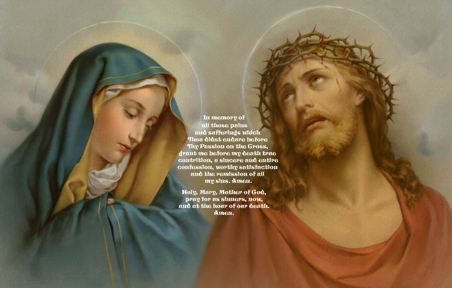 Contrite Jesus And Mary Wallpaper