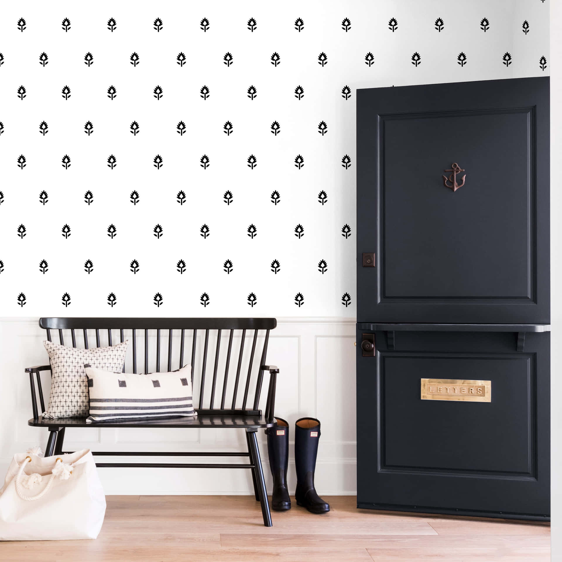 Conventional Black And White Minimalist Interior Wallpaper
