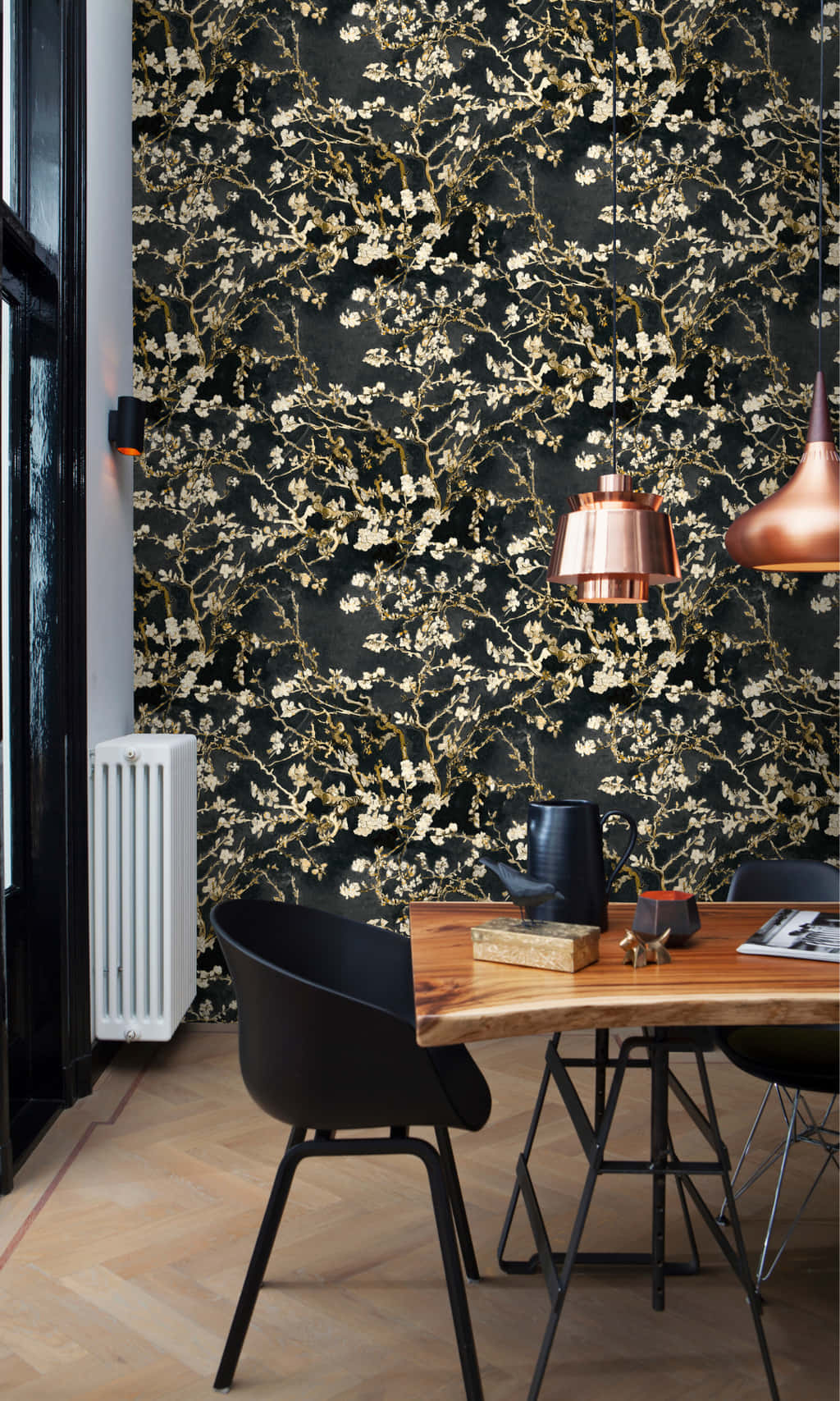 Caption: Modern Conventional Office Space With A 3d Floral Element Wallpaper