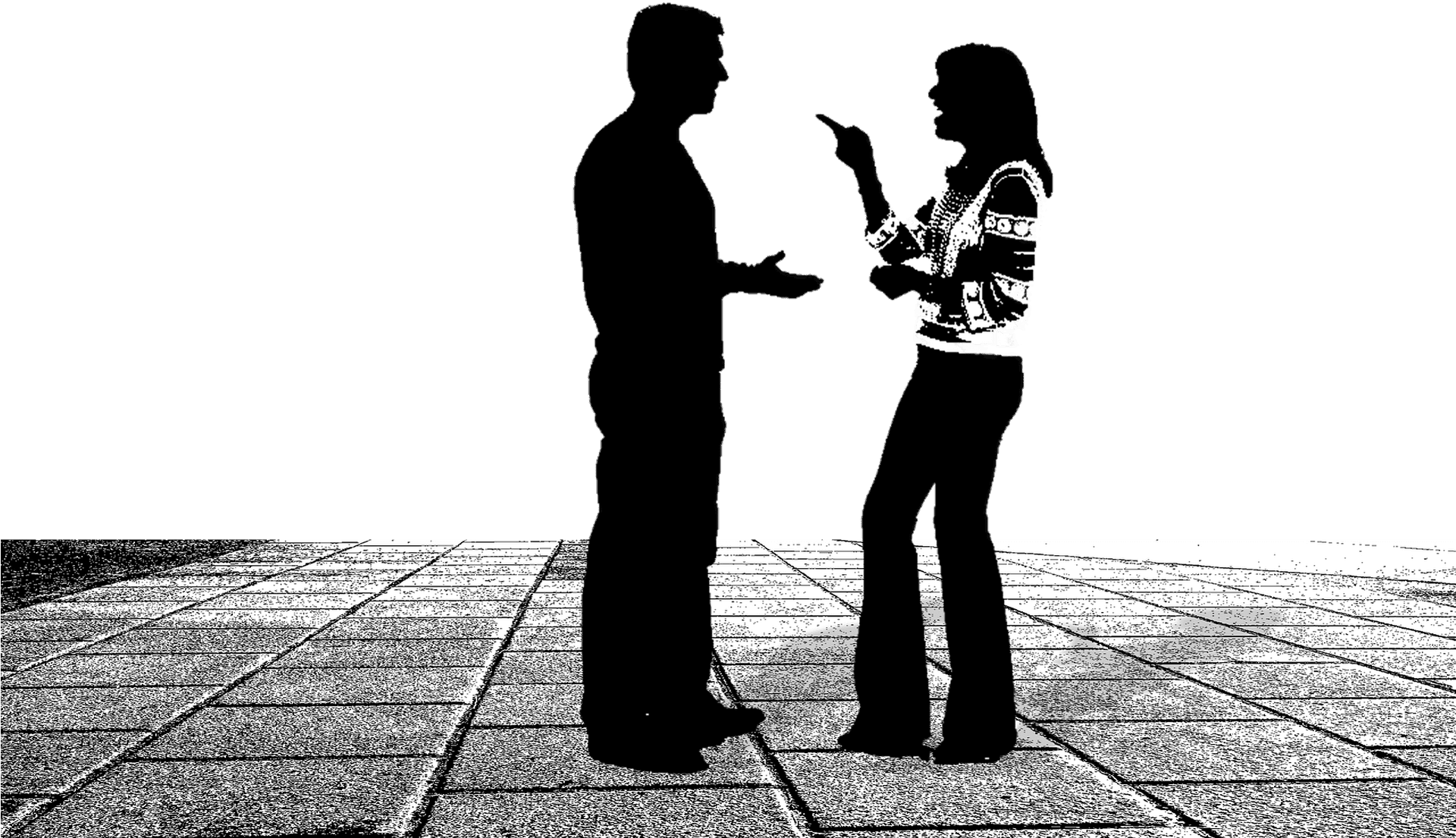 Conversation Silhouettes Outdoor Setting PNG