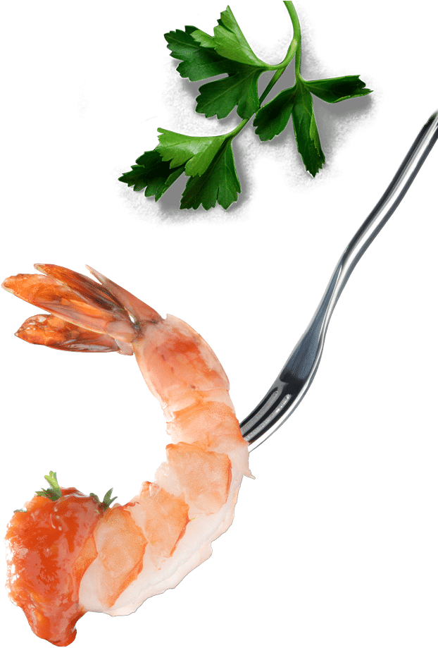 Cooked Shrimpon Forkwith Parsley Garnish PNG