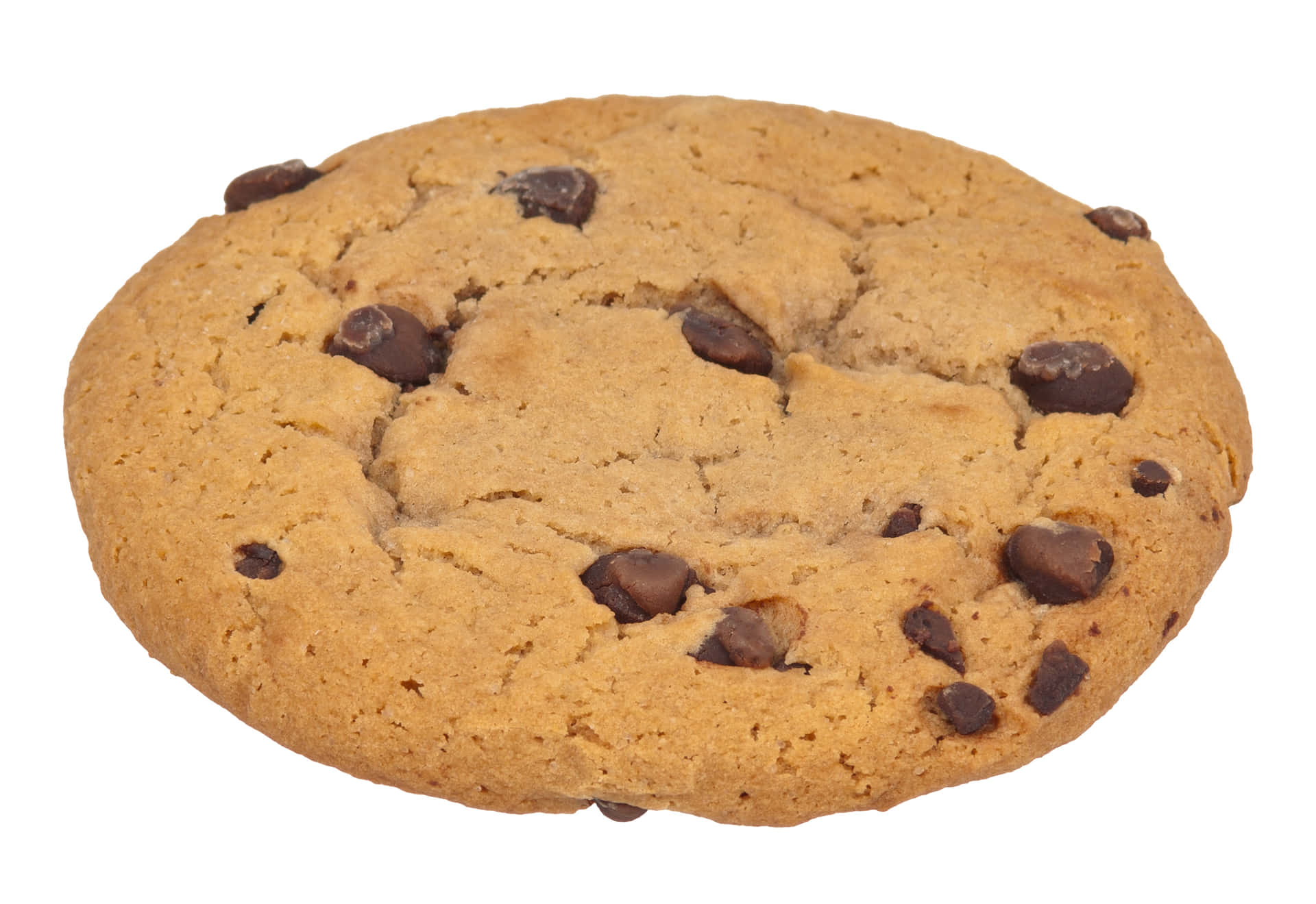 A Chocolate Chip Cookie On A White Background