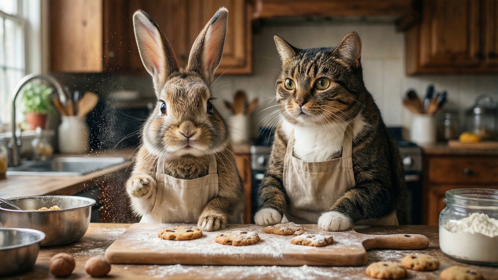 Canticos kanin och katt bakar tapet