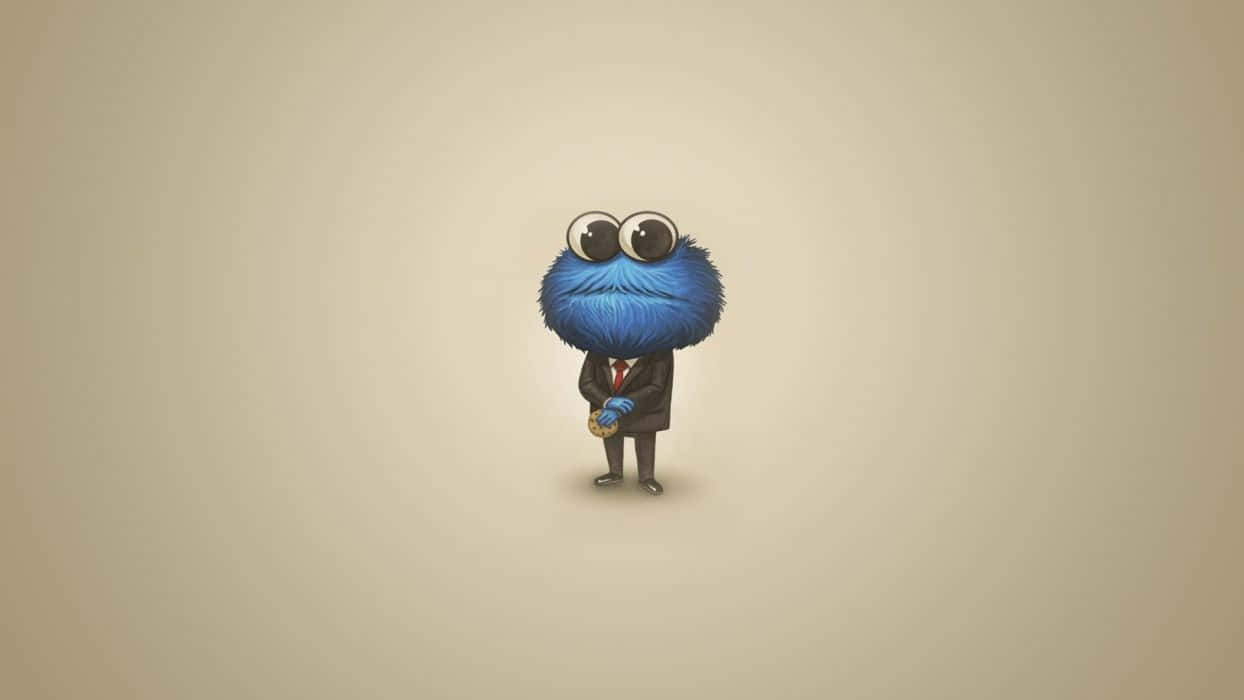 Cookie Monster happily devouring cookies
