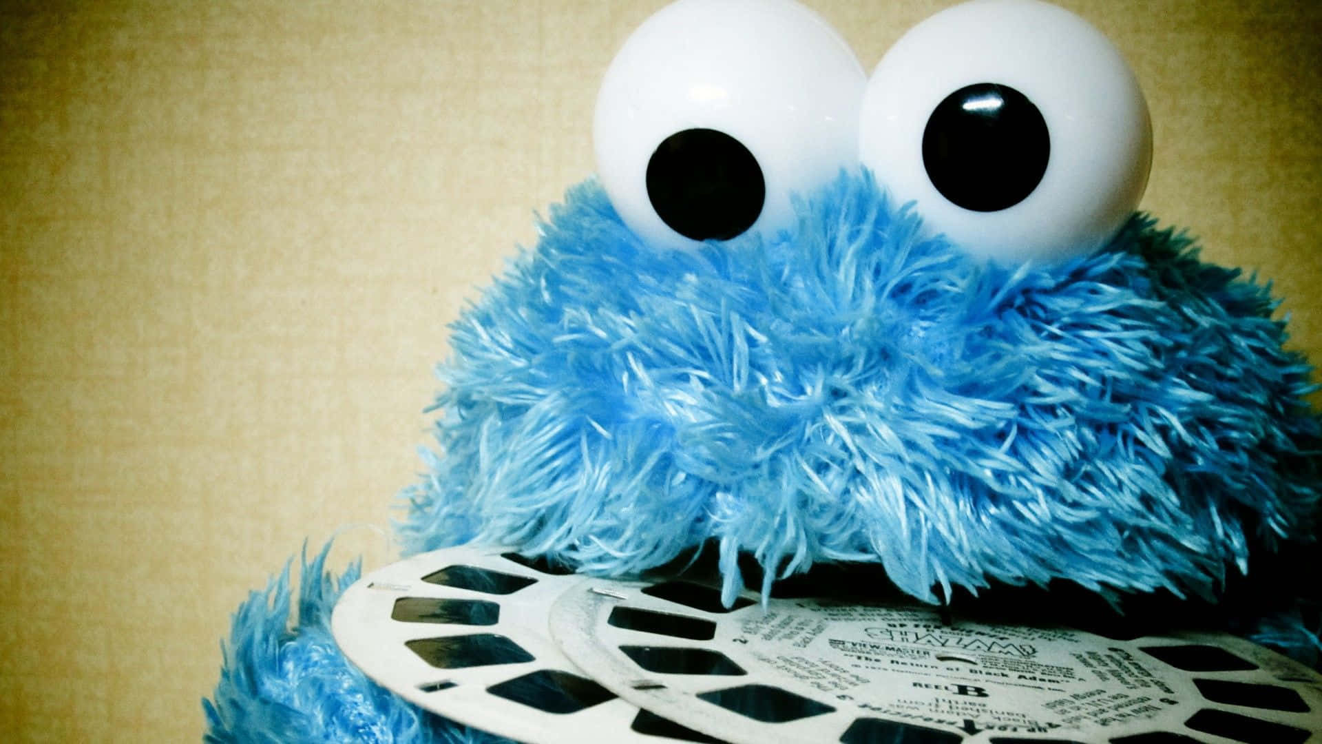 Blue Cookie Monster Enjoying a Snack