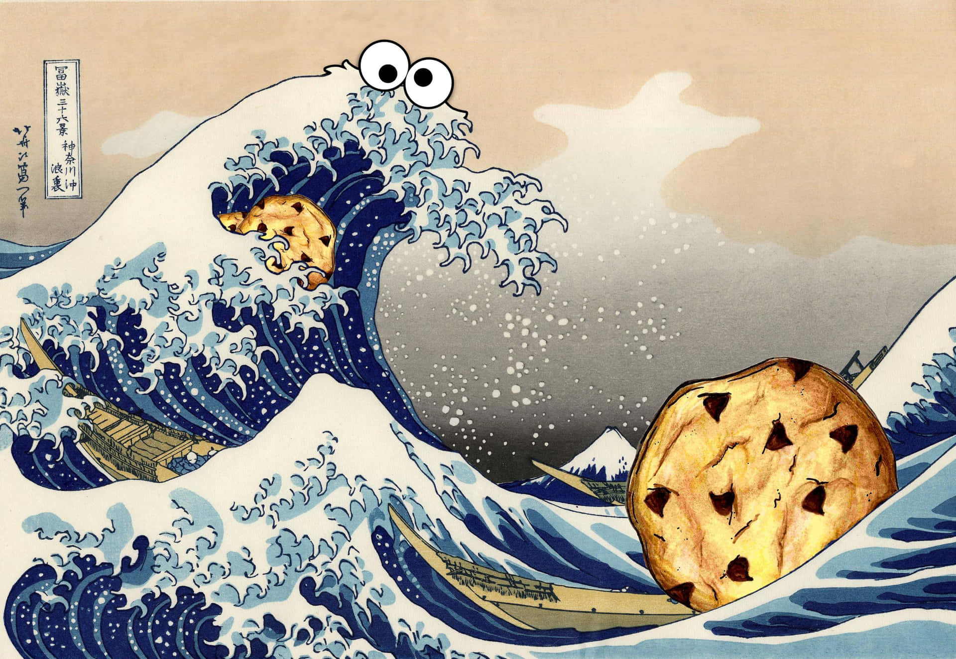Cookie Monster indulging in his favorite cookies