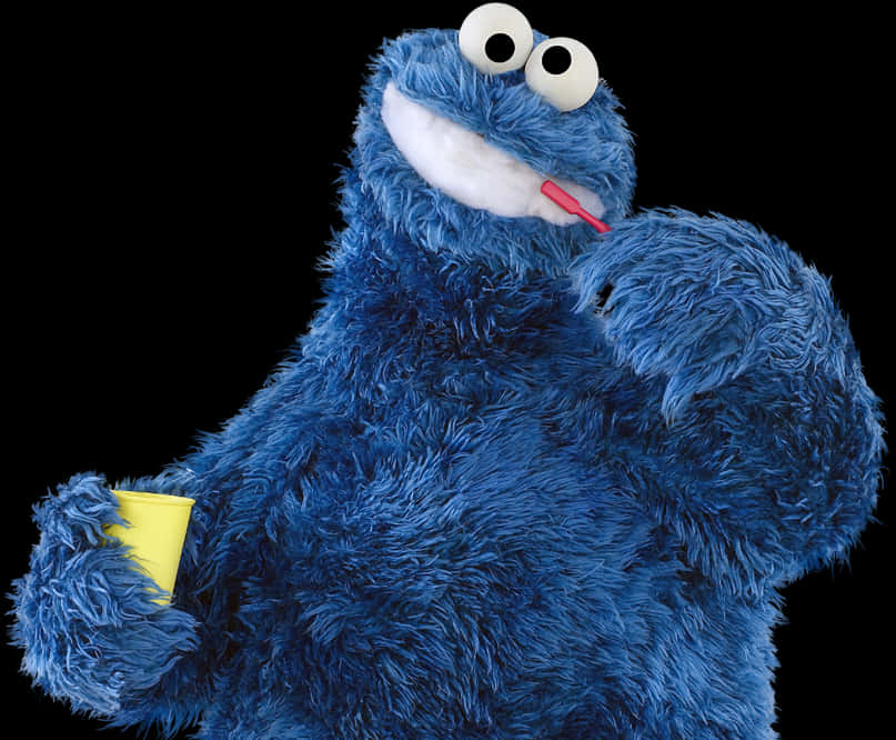 Cookie Monster Holding Cookie Cup PNG