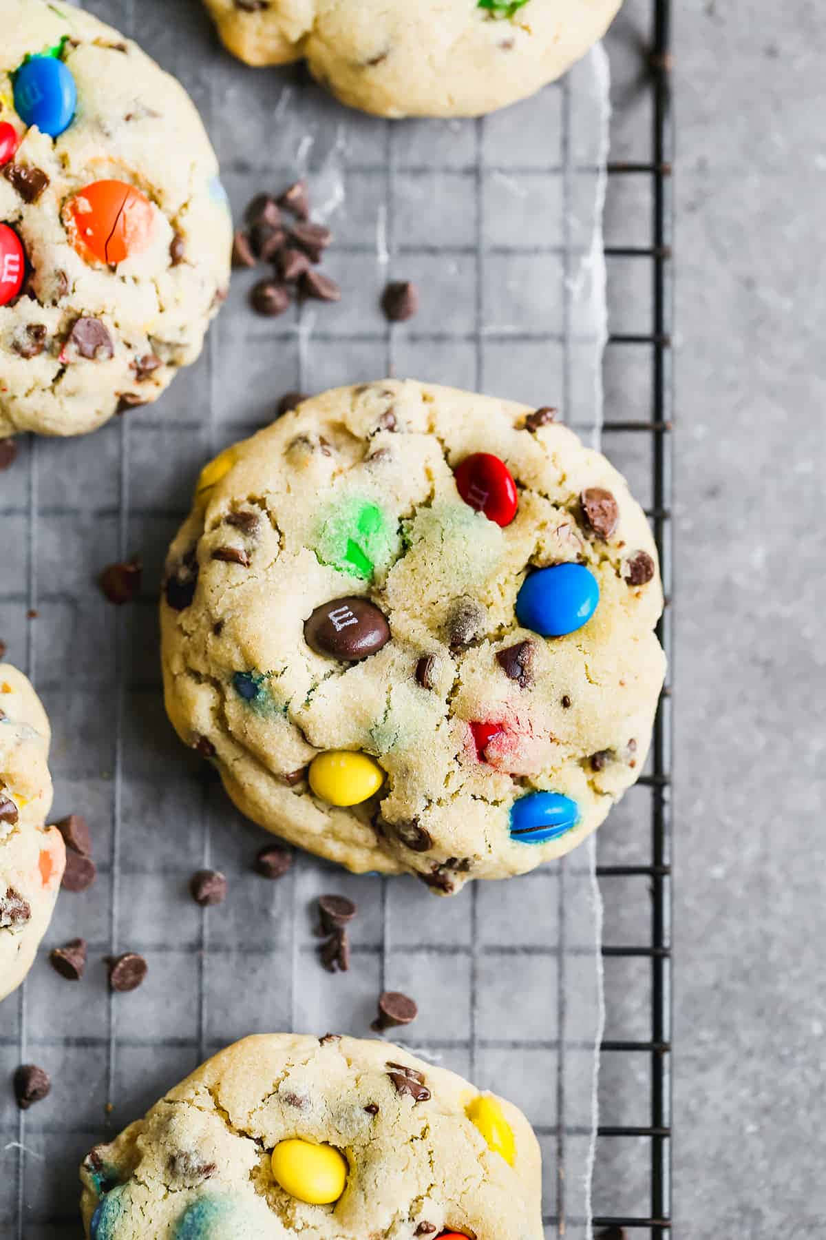 M&m Cookies On A Cooling Rack