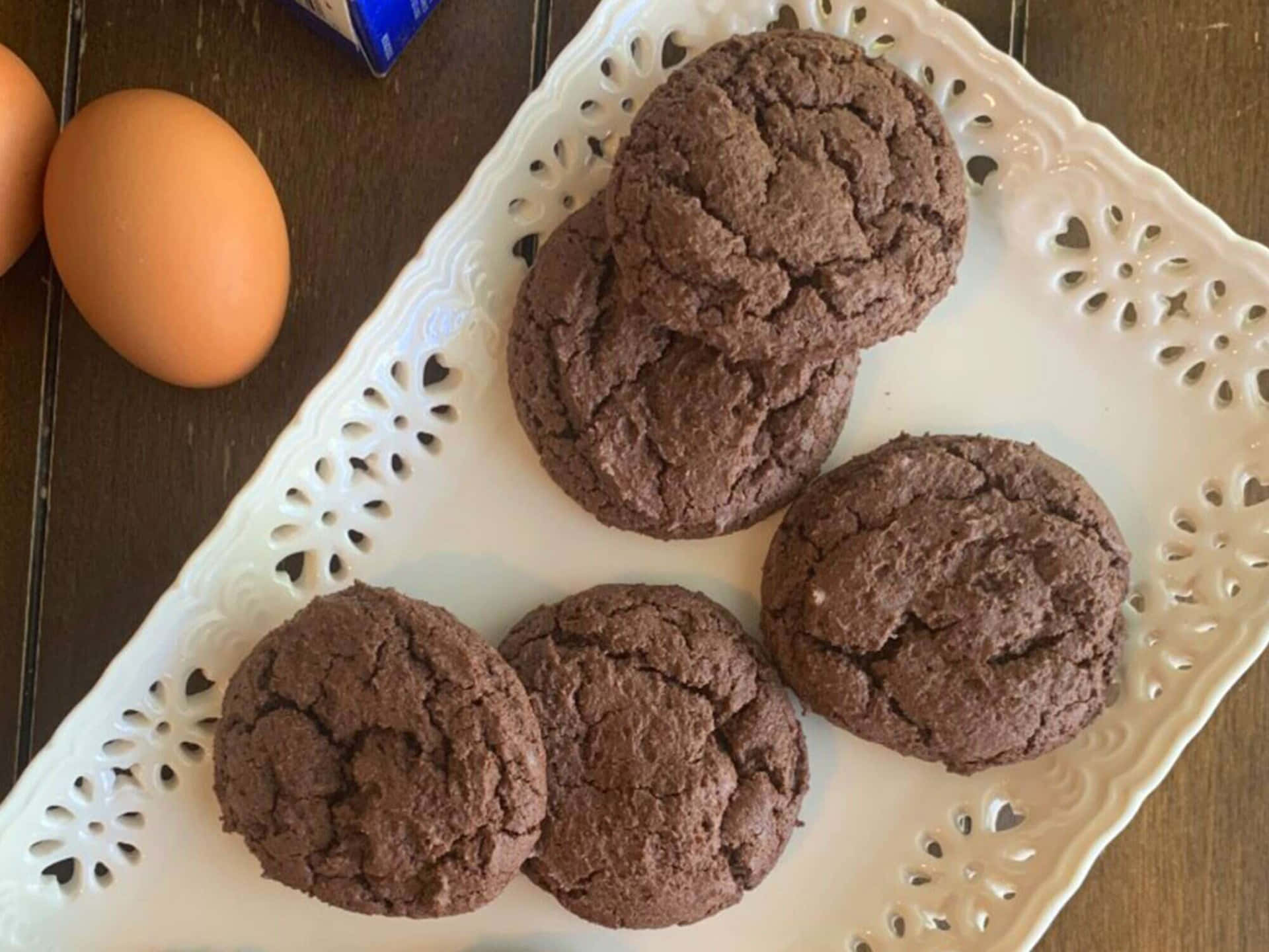 Chocolate Cookies On A Plate With Eggs