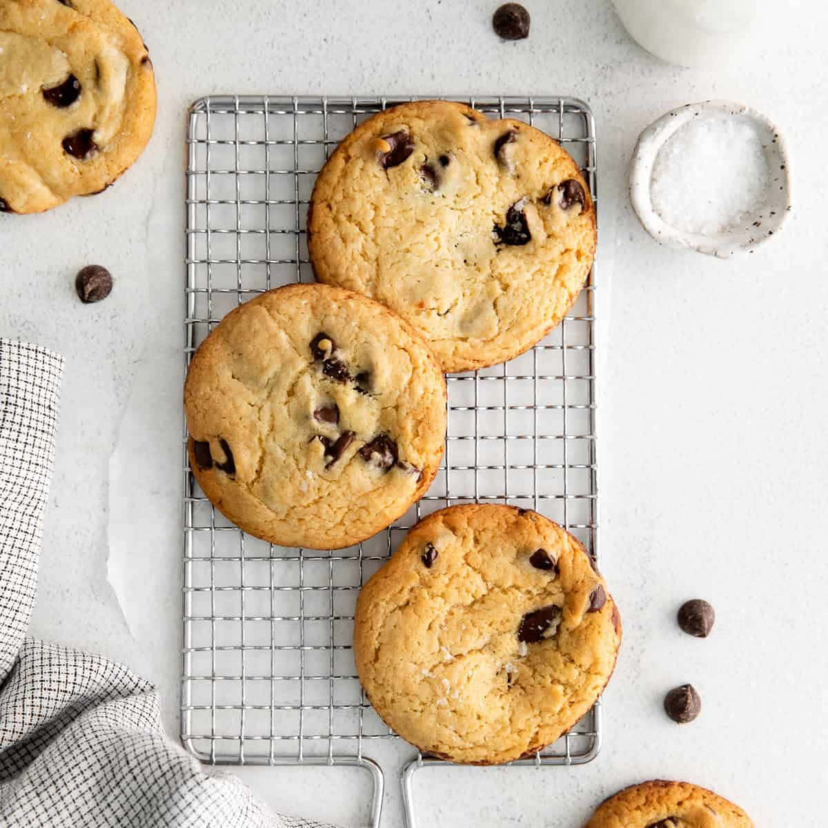 Chocolate Chip Cookies On A Cooling Rack