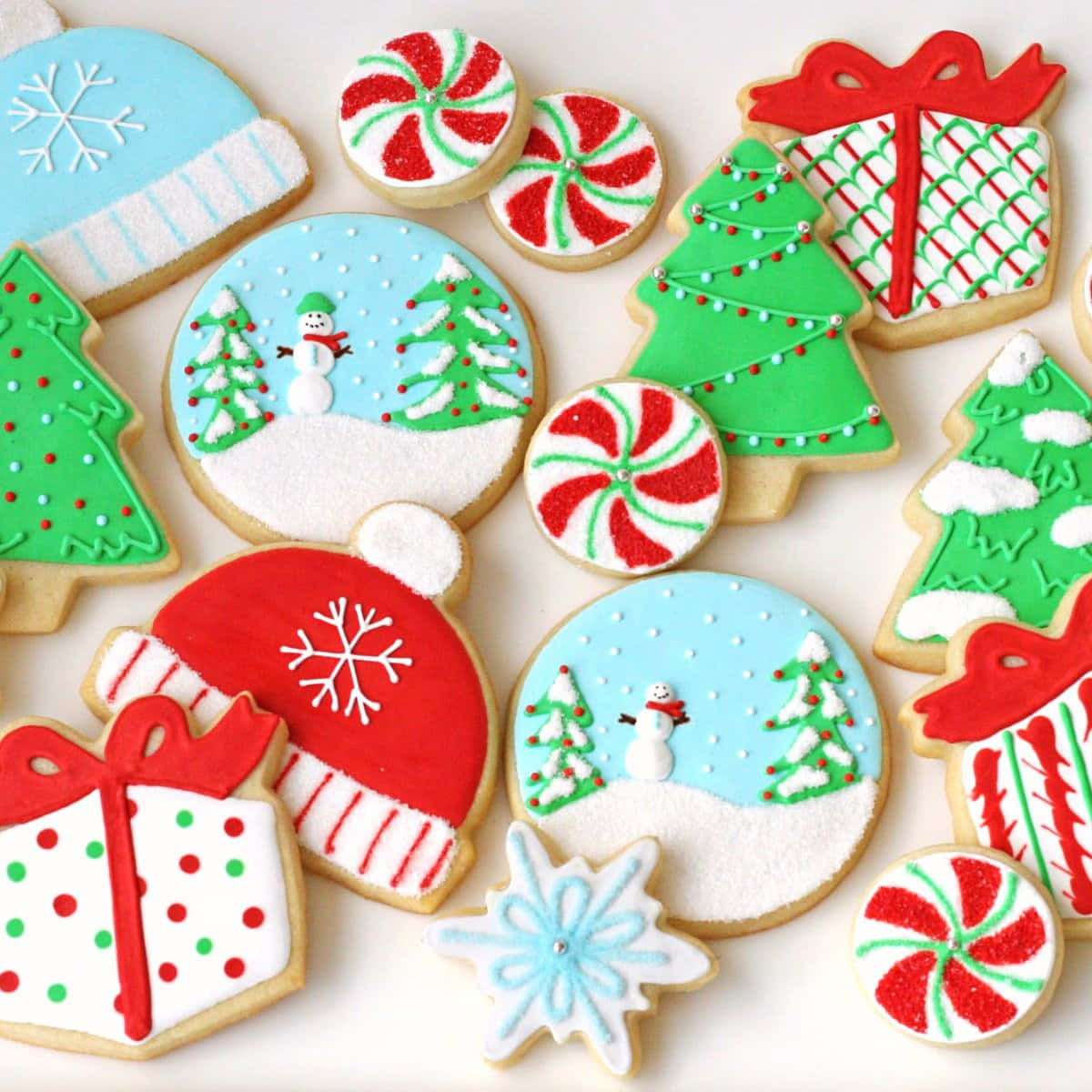 Christmas Cookies Decorated With Christmas Ornaments And Decorations