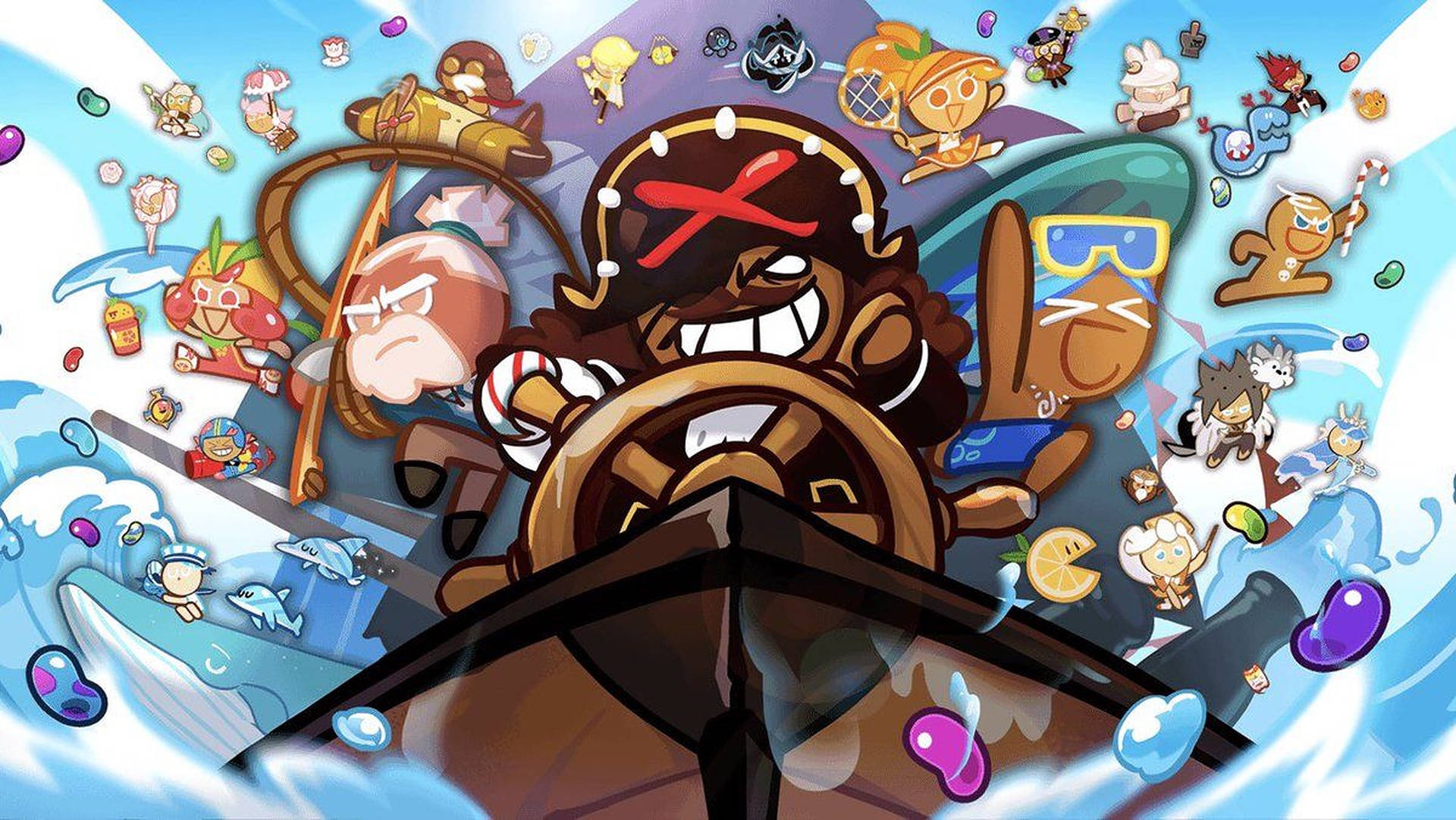 Exciting Adventures in the Cookie Run World with Pirate Ship Wallpaper