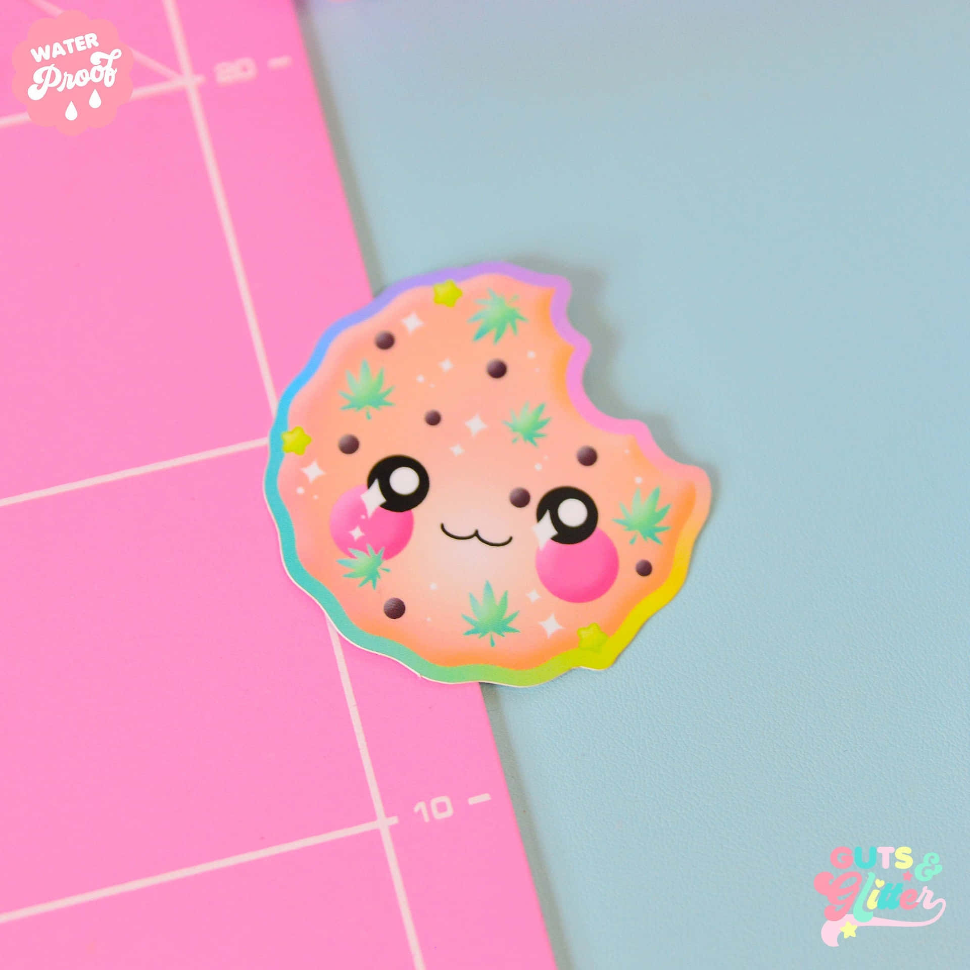 A Cute Kawaii Donut Sticker On A Pink Background Wallpaper