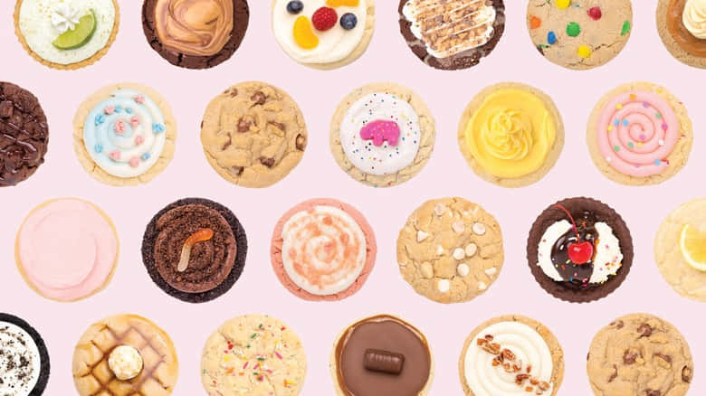 Cookies And Cupcakes On A Pink Background Wallpaper