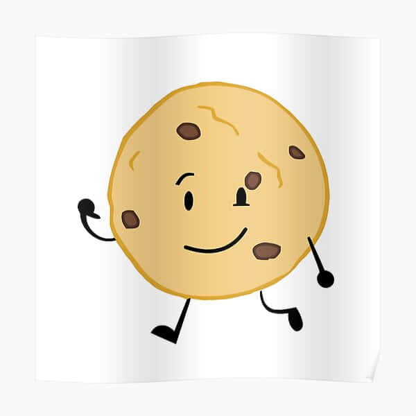 A Smiling Cookie Running On A White Background Poster Wallpaper