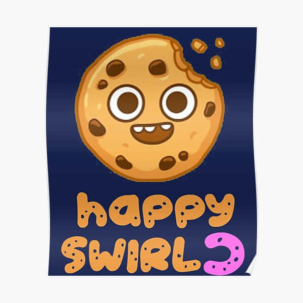 A Cookie With The Words Happy Swirl Poster Wallpaper