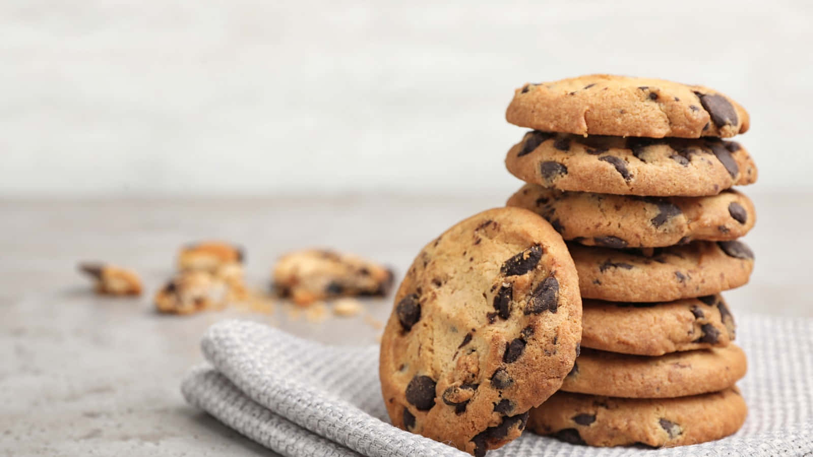 Chocolate Chip Cookies On A Napkin