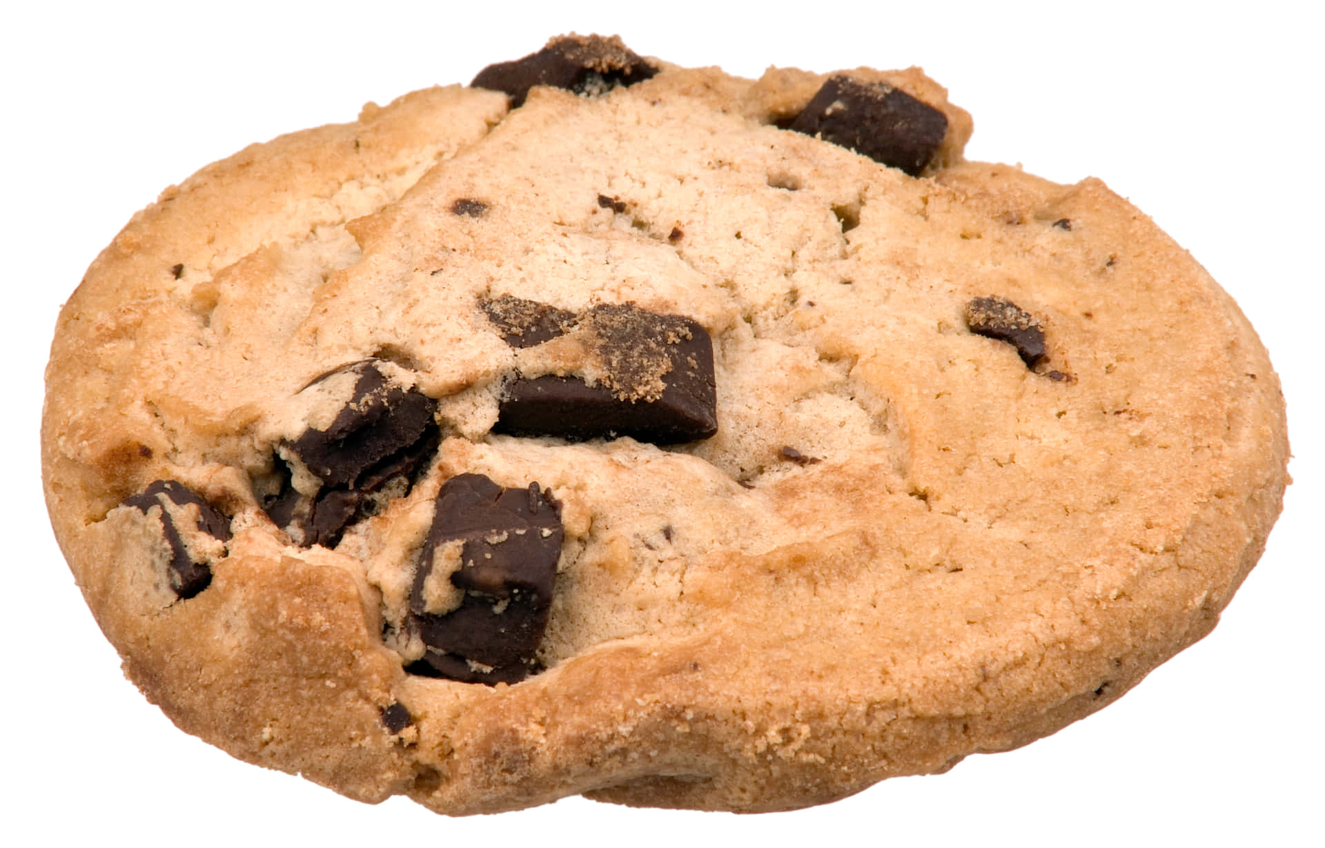 A Chocolate Chip Cookie On A White Background