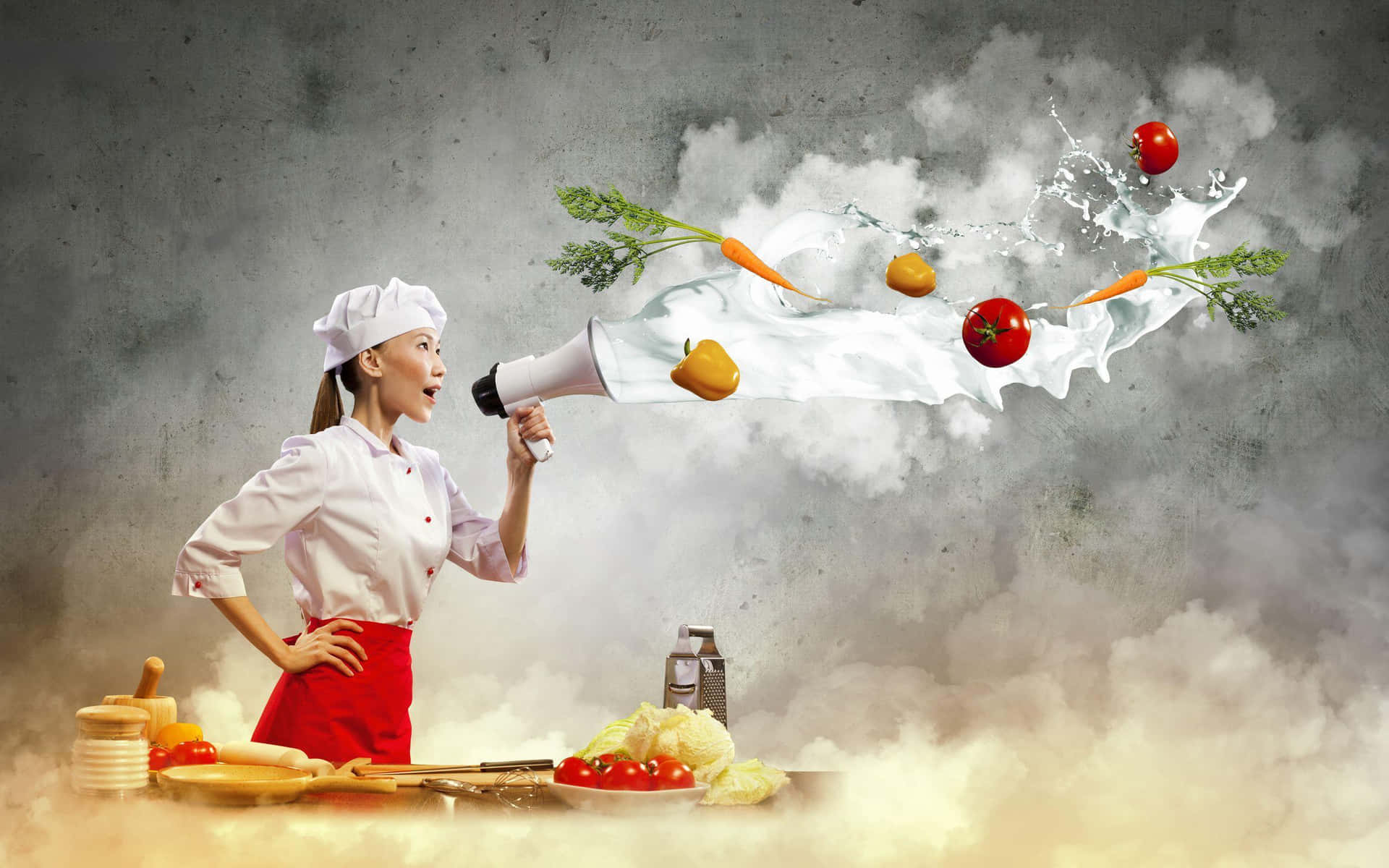 Fangensie Ihre Liebe Zum Kochen Mit Einem Köstlichen Hintergrund Ein.