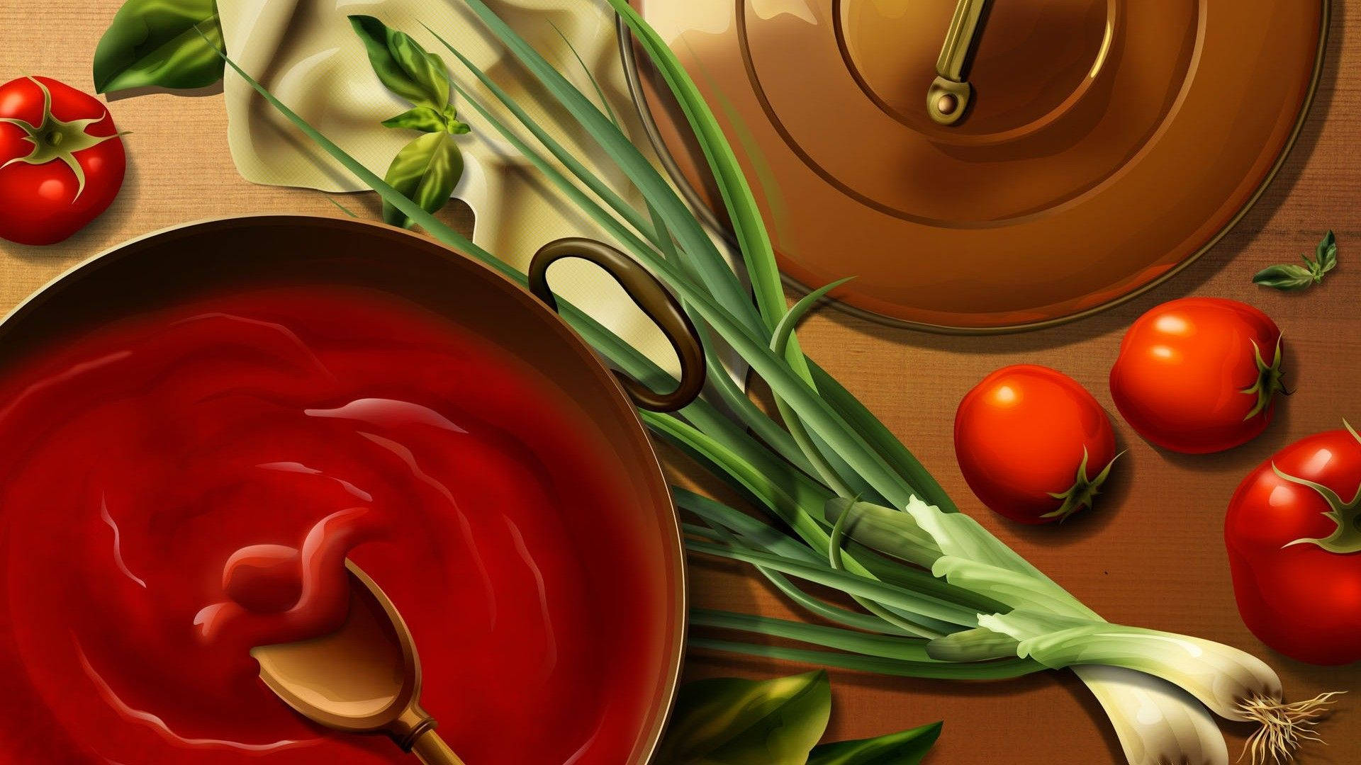 Cooking sauce digital art wallpaper.