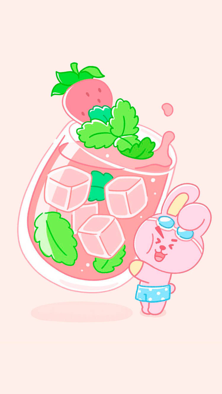 Cooky Bt21 With Strawberry Wallpaper