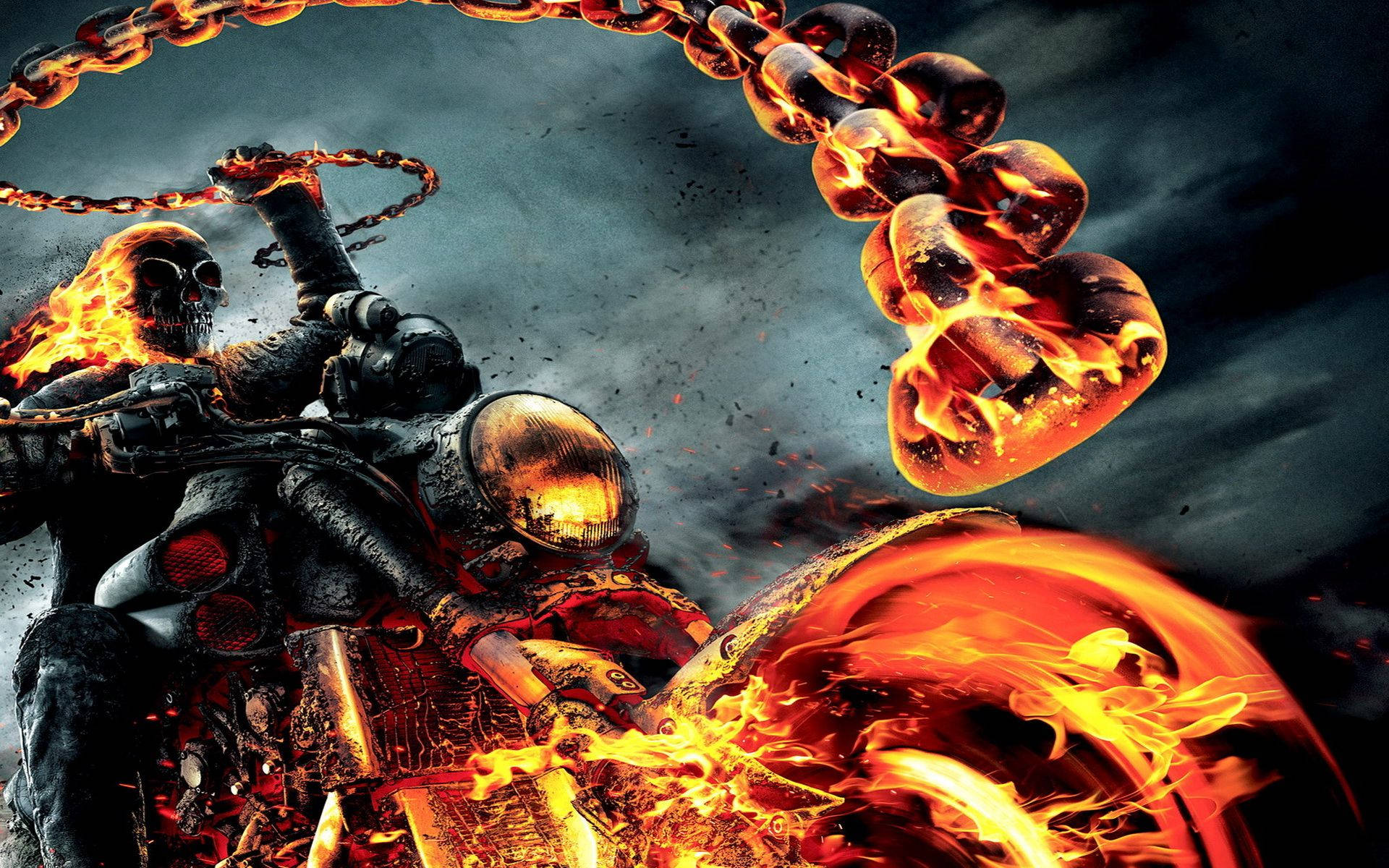 Cool 3d Ghost Rider With Infernal Chain Background