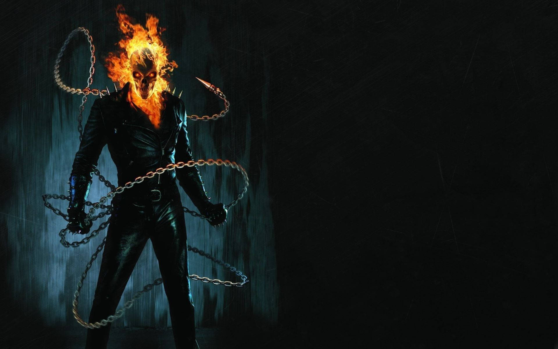 Cool 3d Ghost Rider With Long Chain Background