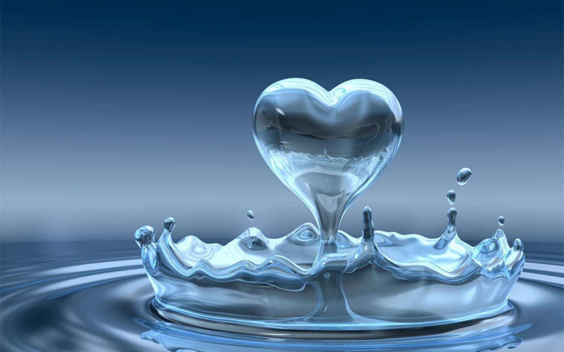 Vibrant 3D Waters in Heart Shape Wallpaper