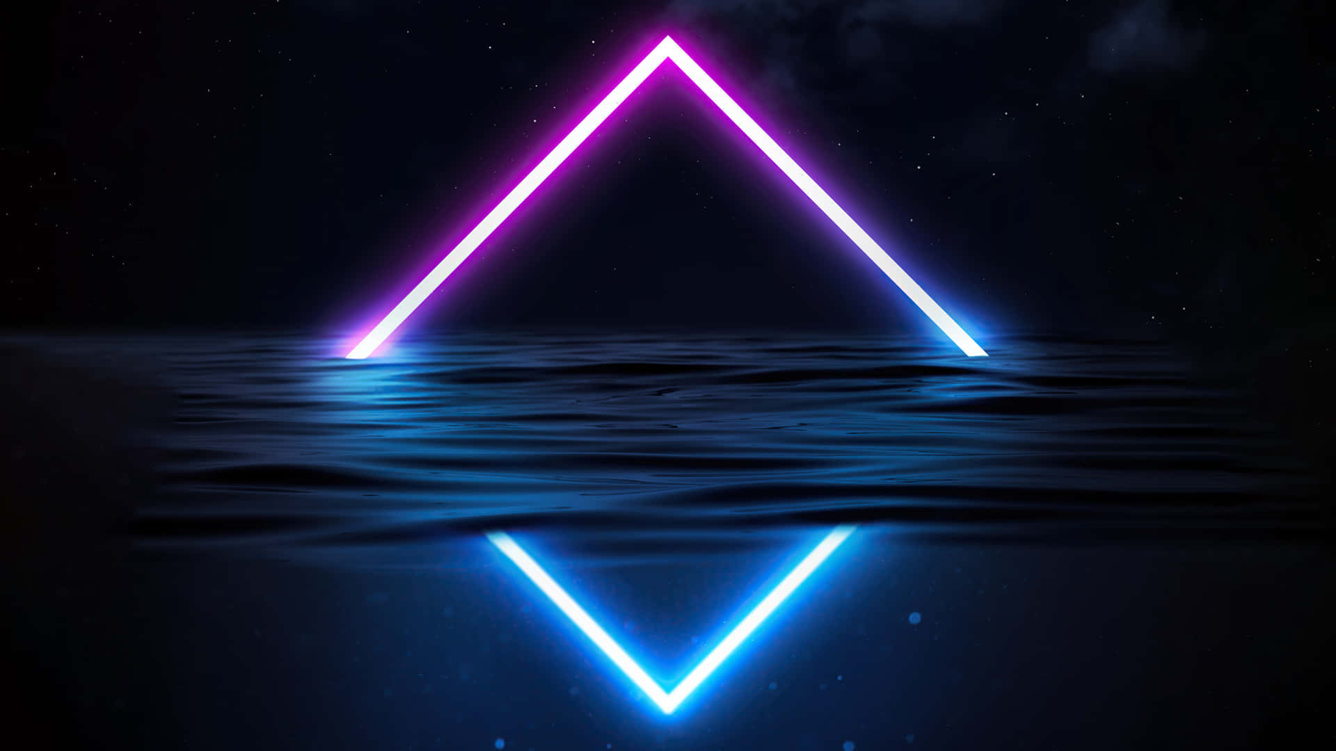 Einneonfarbiges Dreieck Schwebt Im Wasser Wallpaper