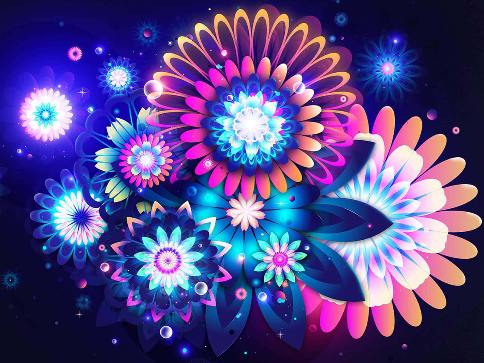 A Colorful Flower Design With Bright Lights