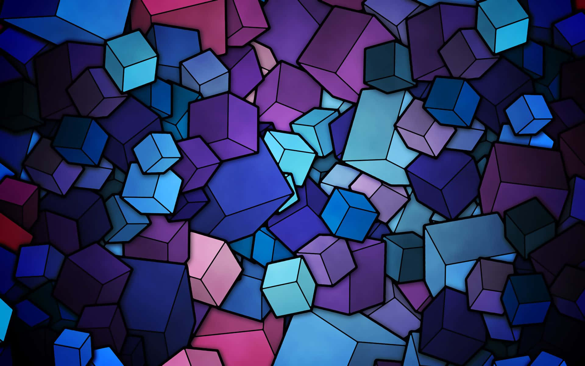 Geometric Bands of Colorful Shades of Blue Wallpaper