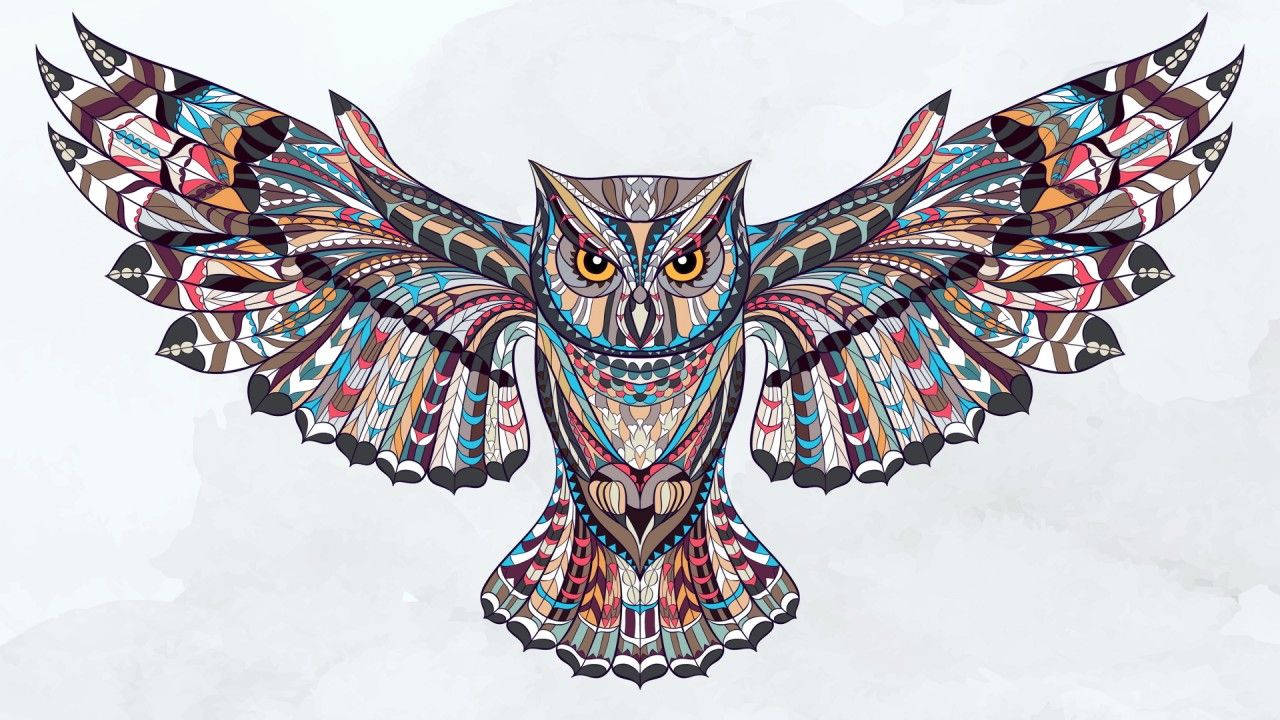Take Flight with this Mystical Cool Abstract Owl Wallpaper