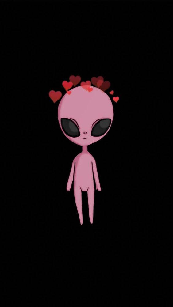 Cool Alien With Hearts Wallpaper
