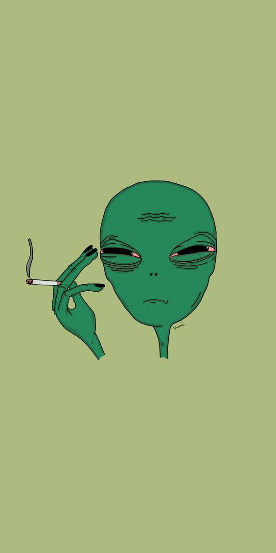 Cool Alien With A Cigarette Wallpaper
