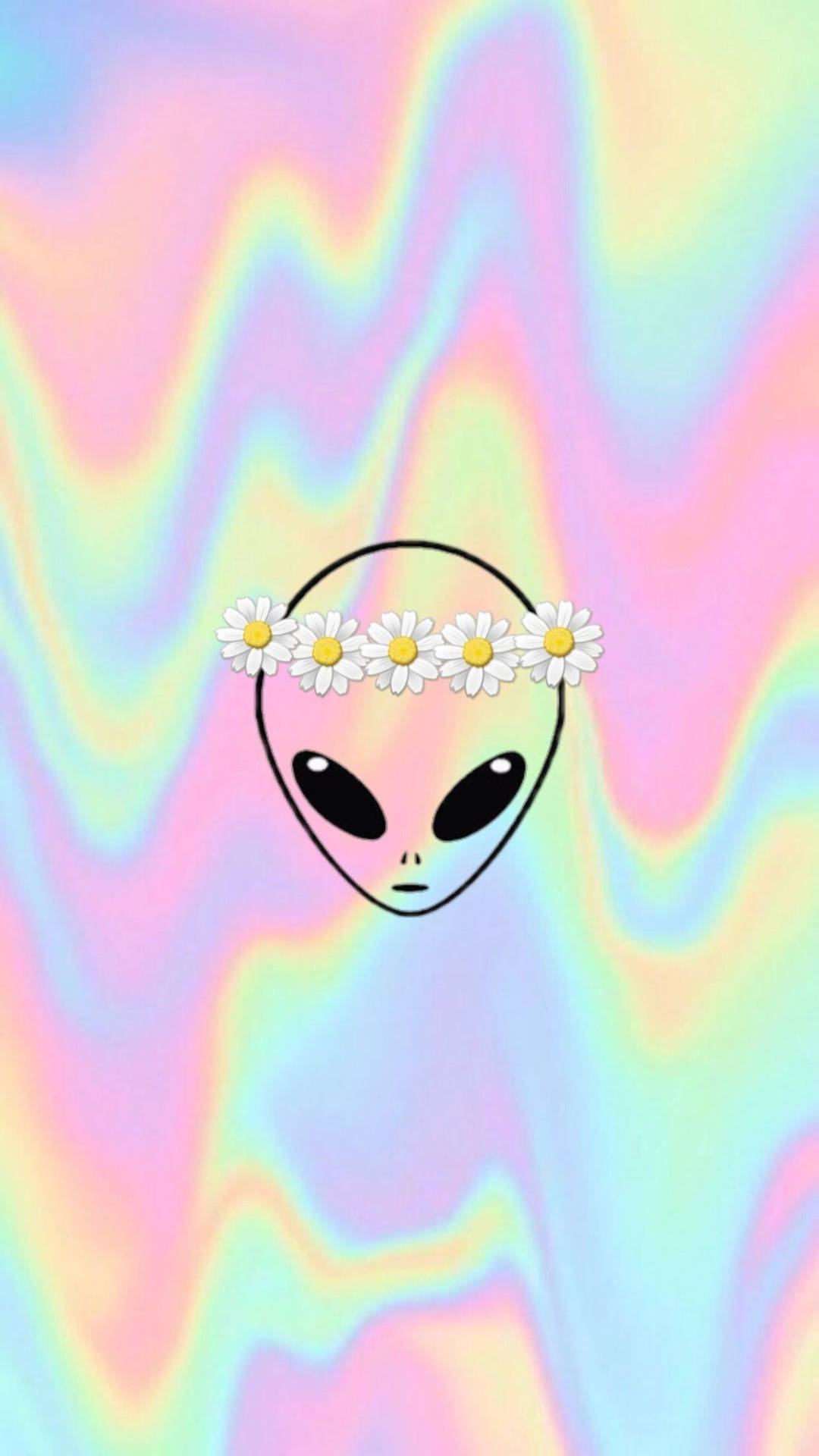 Cool Alien With A Floral Crown Wallpaper