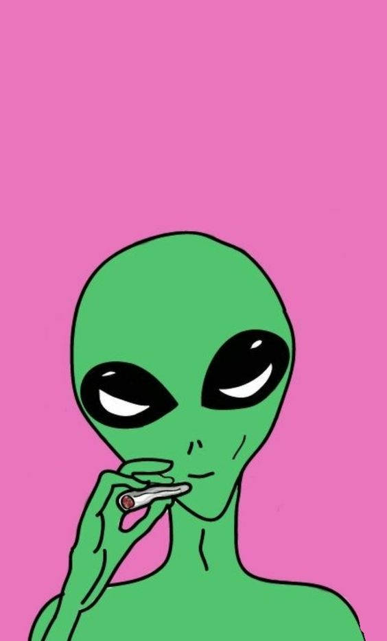 An Alien Is Holding A Cigarette In His Hand Wallpaper