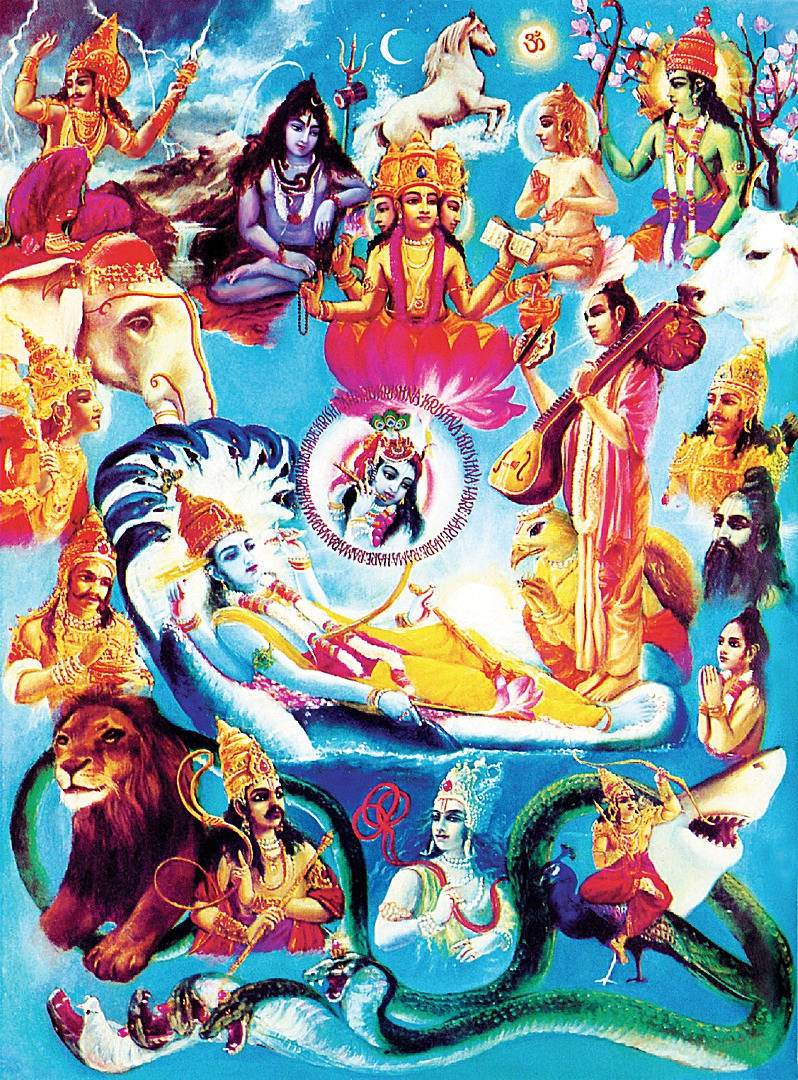 Cool All Hindu Gods Traditional Artwork Wallpaper
