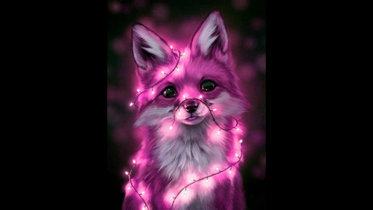 A Pink Fox With Lights On Its Head Wallpaper