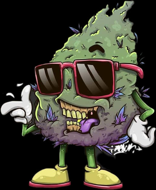 Cool_ Animated_ Weed_ Character PNG