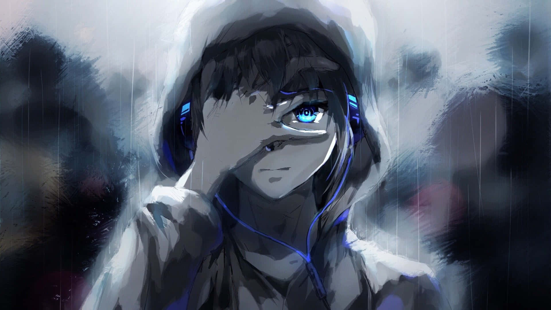Nyd dette slående billede af en cool anime blå verden! Wallpaper