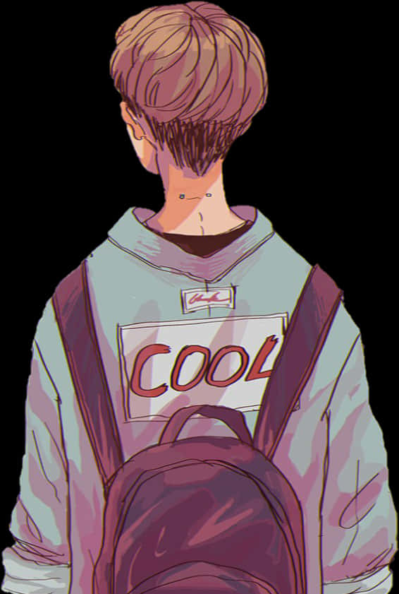 Cool Anime Boy With Backpack PNG