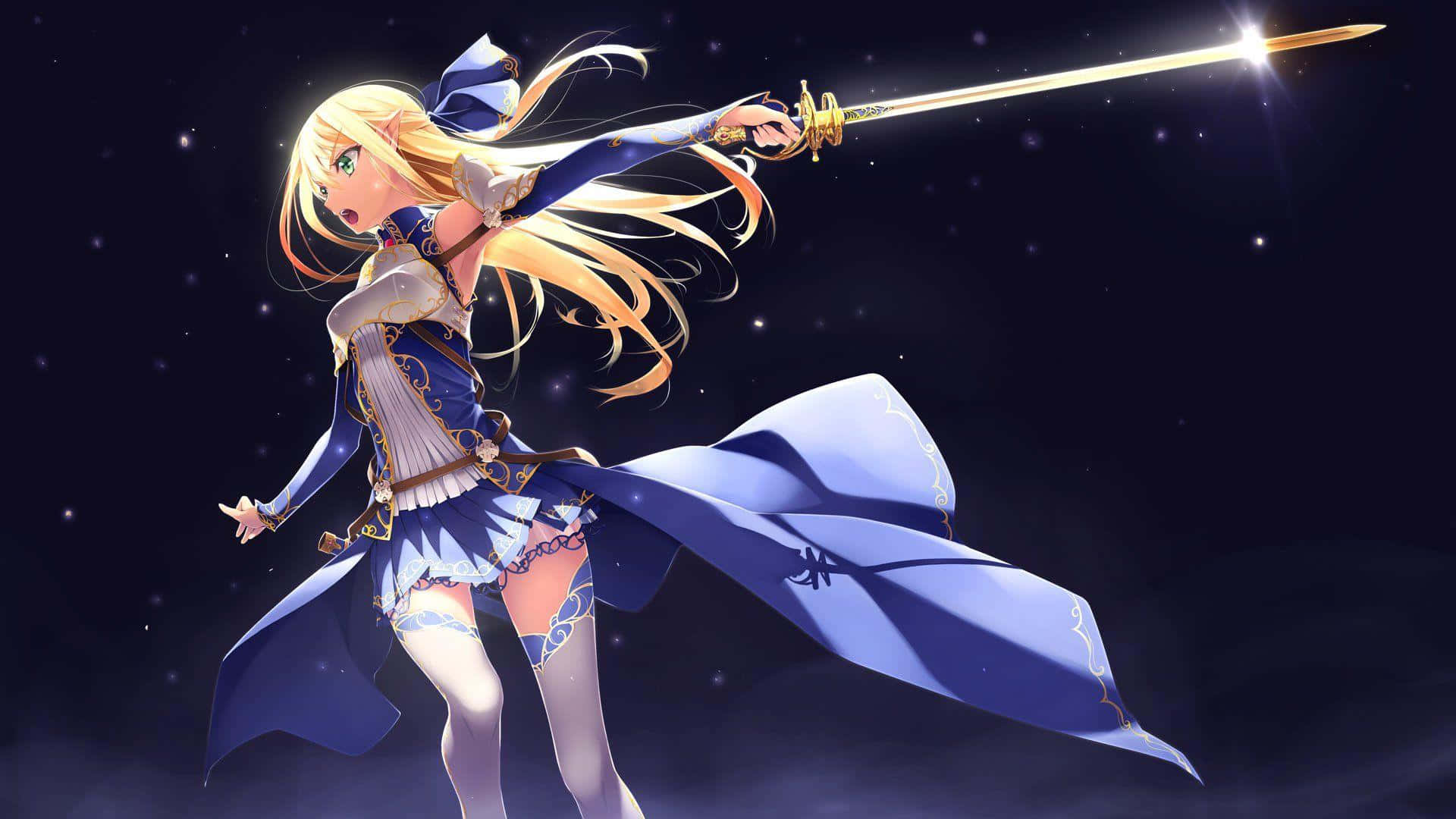 Cool Anime Character Magic Girl With Sword Wallpaper